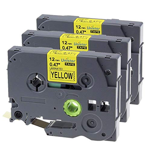 Unistar Ruban Compatible pour Brother TZe-631 TZe631 12mm x 8m Noir sur Jaune Pour Brother P-Touch Étiqueteuses PT-1000 GL-H100 GL-H105 GL-200 PT-1080 PTE-550WVP PT-P700 PT-H300