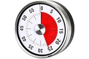 IXIGER Magnetic Mechanical Kitchen Timer -Countdown Timer 60 Minute Visual Time Management Tool Baking Cooking Steaming Barbecue (Black) for Kids, Teachers and Adults (Black)