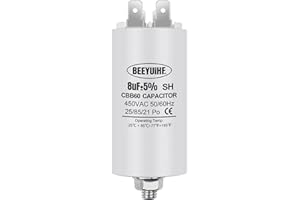 BEEYUIHF CBB60 8uf Condensateur de Démarrage 8µF 35 x 65 mm Moteur condensateur 50 / 60Hz 450VAC avec vis M8 pour moteur électrique/sèche-linge/Machine à Laver 35 X 66mm