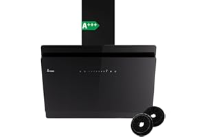 KKT KOLBE A+++ Dunstabzugshaube 80 cm 782 cbm/h | Umluft | Abluft | Kopffrei | Wandhaube | Schräghaube | Schwarz | Glas | Nachlaufautomatik | SensorTouch | LED-Beleuchtung | SOLO8005S