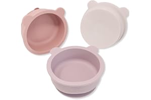 Bubba Bear Ensemble de 3 Bols pour Bébés avec Ventouse | Bol Alimentaire en Silicone pour Bébés, Enfants en Bas Âge et Tout-Petits (Rose)
