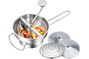 ‎GEFU GEFU Passiergerät FLOTTE LOTTE® mit 3 Lochscheiben 1/3/8 mm | Edelstahl Küchenklassiker für Gemüse, Früchte, Marmelade & Babynahrung | Mit Abstreiffunktion