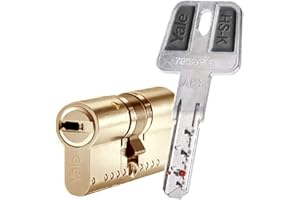 YALE SECURITY Yale, HSKMOD3040L4, Cilindro de Alta Seguridad, HSK MOD, Doble Embrague, Leva Larga, Llave - Llave, Latonado, 30 x 40 mm