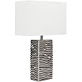 MiniSun | Modern Silver Ripple Effect Table Lamp with a White Light Shade | Table Lamps, Home Décor & Improvement Essential