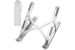 Adjustable laptop stand, portable aluminium laptop riser laptop holder for desk, foldable ventilated cooling computer support stand for apple macbook pro/air, hp, sony, dell, more 10-15.6''