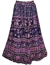 Indiatrendzs Women Western Wear Skirts Cotton Blend Printed Tiered Summer Sexy Long Maxi Skirts