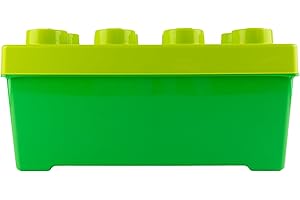 Stein-Experte LEGO® Scatola portaoggetti verde – Sistema di organizzazione creativo in design Lego, taglia media con coperchio e impilabile (37 x 18 x 18 cm) per gioco e divertimento