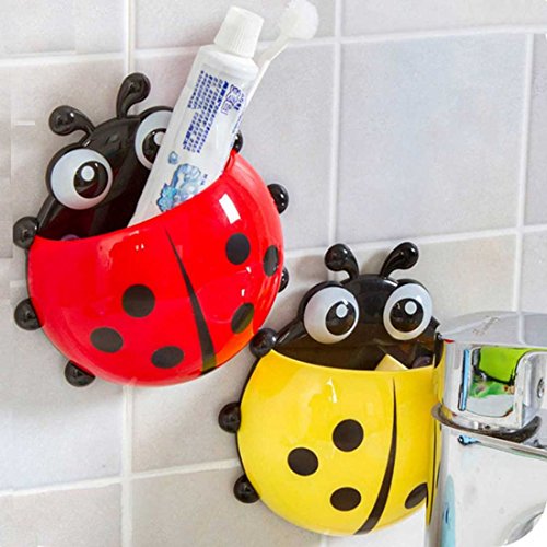 Schöne Marienkäfer Cartoon Staubsaug Bad Accessoires Produkte der Wand befestigter Zahnbürstenhalter Saugnapf 1 Stk - 2