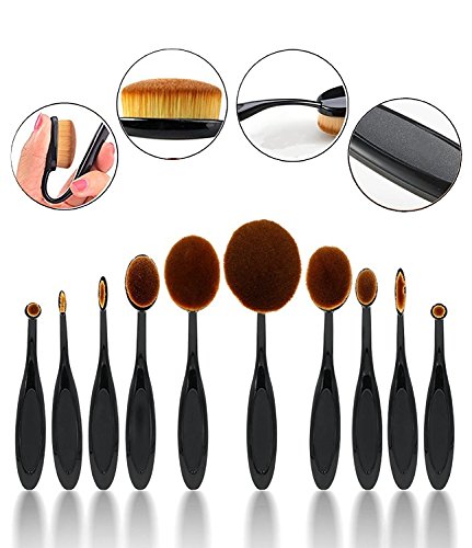 CINEEN Oval Make Up Pinsel 10 Stück Premium Pinselset Make-up Face Powder Foundation Creme Eyeliner Lip Rouge Bürste Kosmetik Zahnbürste Curve Pinsel set