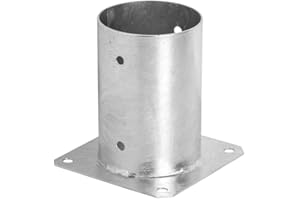 ADGO Soporte de Anclaje Redondo Atornillado Ø 100 x 150 mm, para Hormigón, Soporte Redondo para Poste Redondo, Vallas, Cenadores, Garaje, Cobertizos, Chapa Galvanizada Plateada Anticorrosiva, 1 pieza
