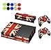 Produktbild Skin for XBOX ONE - Morbuy Design Folie Aufkleber schützende Haut Schale für Microsoft XBOX ONE Konsole und 2 Dualshock Controller Skins und Kamera Sticker Set + 10 pc Silikon Thumb Grips (Flagge UK)