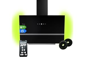 KKT KOLBE EASY809SHCM okap kuchenny 80 cm, bezgłowy, ze stali nierdzewnej, czarne szkło, Wi-Fi, automatyczne postępowanie, oświetlenie RGB LED, obsługa SensorTouch, EASY809SHCM
