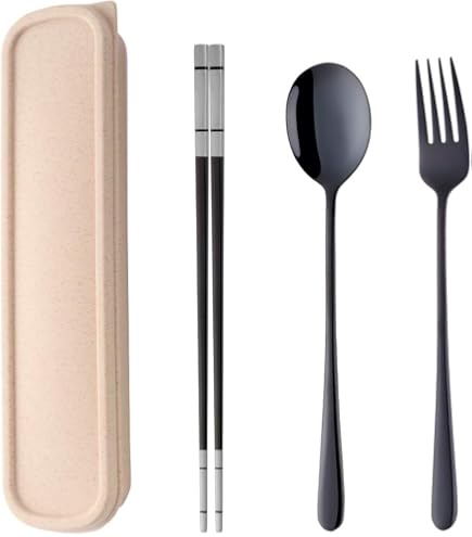 Set di Posate in Acciaio Inossidabile Bacchette + Forchetta + Cucchiaio