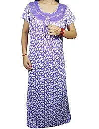 Indiatrendzs Womens Nightdress Short Sleeves Hosiery Embroidered Floral Printed Nightgown Maxi