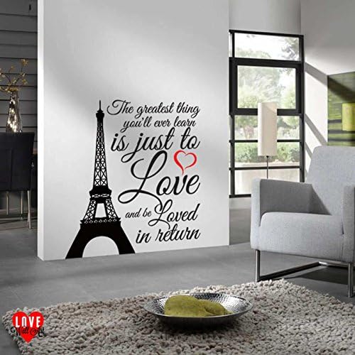 The greatest thing you?ll ever learn Moulin Rouge quote Eiffel Tower wall art sticker by LoveWallArt, Small, Aqua Green