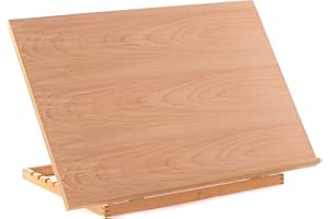 QUICKDRAW A2 Drawing Board Wooden Table Easel – Adjustable Desktop Workstation for Artists & Crafters – Portable Folding Beech Wood Art Station for A2 Paper, Painting, Sketching, Arts Crafts & Technical Drawing