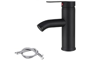 FCQLFYF Schwarzer Wasserhahn Bad, Bad Armatur Waschbecken, Badarmatur Waschbecken,Badarmatur Waschtisch Armatur Warmes und Kaltes Wasser Liefern Waschtischbatterie für Badezimmer,Aufsatzwaschbecken,Waschtisch