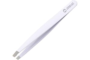 5RIDGE Pince à épiler pour sourcils – Pince à épiler inclinée en acier inoxydable – Élimination de précision des poils du visage, des poils incarnés et des échardes – Tire-comédons professionnels (Blanc)