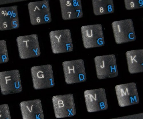 Dvorak transparente Tastaturaufkleber mit Blauen Buchstaben – Geeignet für jede Tastatur - 2