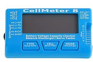 NUOFAN RC CellMeter 8 Digital Battery Capacity Checker Battery Voltage Tester LCD Backlight for LiPo Life Li-ion NiMH Nicd