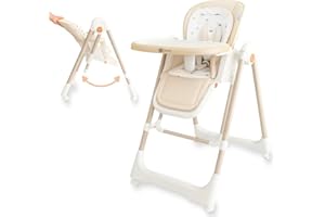Twinly - Seggiolone Evolutivo 3 in 1 Movity: Seggiolone Pappa con 3 Funzioni per Neonati (0m+ - 15kg) Pieghevole e Regolabile Cintura di Sicurezza 5 Punti (Beige)