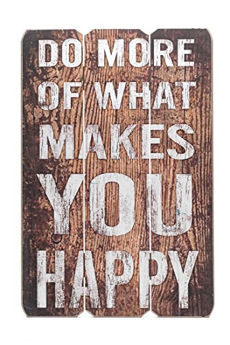 Holzschild Holz-Bild Spruch Lebensweisheit Happy 60x40cm - Wandbild Dekoschild Vintage Bild Holz Holztafel Wanddeko Wandobjekt Wandschild Leben Glück