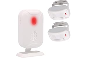 Mengshen YBQ042 czujnik ruchu, alarm do drzwi wejściowych / wejścia / domu / sklepu / skrzynki na listy, system alarmowy z 2 czujnikami i 1 odbiornikiem biały