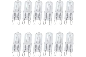B4U 12 Pack G9 40W Halogen Bulbs 230V, Capsule Light Bulbs, Safety Fused Preventing Lamp Exploding, Small/Mini G9 Bulbs, Warm White 2700K, Up to 2500 Hours Life