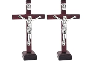 PRAOFRT 2 Stück 6 * 10.5CM jesus kreuz wand Jesus Kreuz, Wandkreuz Holz, Kruzifix Wandkreuz, ReligiöSe Heimdekoration, Osterparty-Heimdekoration, Wohnzimmer-Wanddekoration
