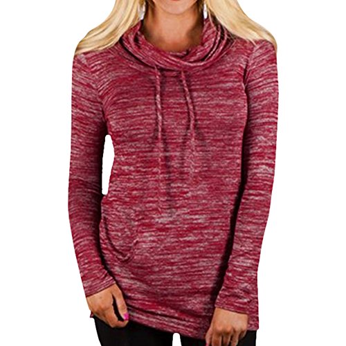 West See Damen Langarmshirt Herbst Winter Warm Rollkragen Stretch Einfarbig Sweatshirts Hoodies Pullover Langarm Jacke Top Jumper