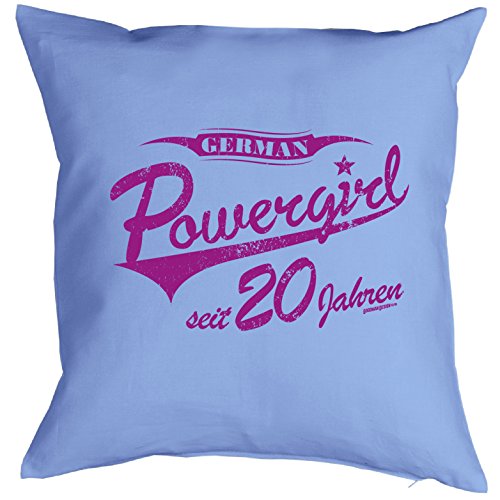 Schönes Kissen (inkl. Füllung) zum 20. Geburtstag: POWERGIRL seit 20 Jahren! tolle Geschenk Idee zum 20. Geburtstag