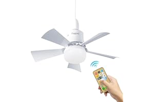 TTXSDYD Ceiling Fans with Lights and Remote Control, E27 Ceiling Lights with Fan RC Timing, 3 Speeds 3 Colors (3000-6500K) LED Ceiling Light for Bedroom,Living Room Kitchen, Living Room (White)