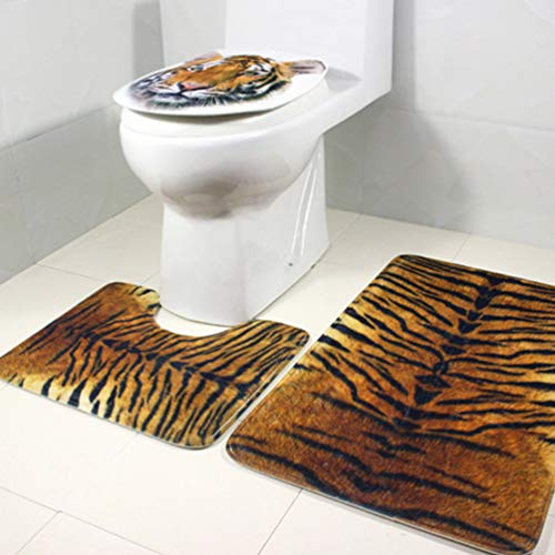 Kuncg-Tapis-de-Bain-Antidrapant-Ensemble-Tapis-Carr-Moderne-Imprim-Tigre-Tapis-de-Douche-Tapis-de-WC-Tapis-Contour