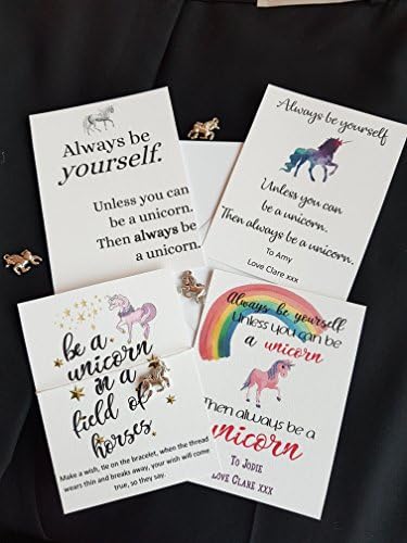 Unicorn Handmade Wish Bracelet - Friendship Bracelet - Personalised Card - Choice of designs