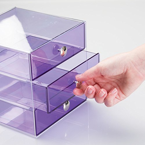 mDesign Schubladenbox – die Aufbewahrungsbox mit drei Schubladen, beispielsweise als Kosmetik Organizer oder Schreibtisch Organizer - 5