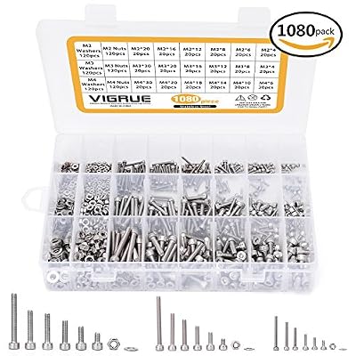 Hokonui Kit 1080PCS M2 M3 M4 en Acier inoxydable Bouton à tête hexagonale Socket Tête Câble Boulons Vis avec écrous Assortiment - Vendu Par VIGRUE