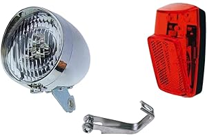 THINK ALOHA Kit Fanale Luce Anteriore e Posteriore Bici Stile Vintage 3 Led - Luce per Bicicletta Con Posteriore Rosso Parafango - Batterie Incluse - Graziella R Olanda City Bike