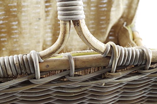 Kaminholzkorb Universalkorb Kaminkorb Rattankorb Holzkorb Holztrage Rattan grau Leinenstoff - 4