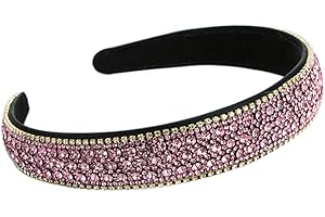 AIZIYIN Vintage Kristall Strass Stirnbänder Glitzern Silber Diamant Stirnband Samt Gepolstert Breite Haarbänder Party Hochzeit Kopfschmuck Haarschmuck für Frauen