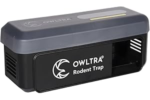 OWLTRA OW-7 in-/Outdoor Electric Rodent Trap, Instant Kill Mouse & Rat Zapper with Waterproof Cover, Sound & Light Alarm, and Batteries or USB Power Source, Waterproof Grade IPX4, Black