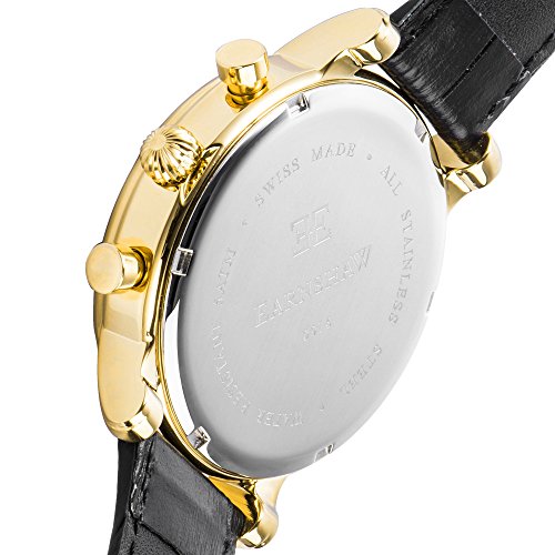 Thomas Earnhshaw Men's Longcase 43 Quartz Watch with Black Dial Chronograph Display and Black Leather Strap ES-0016-0A