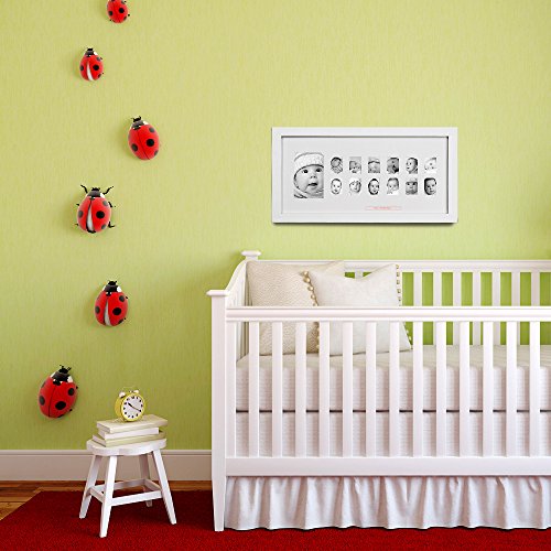 Jago Bilderrahmen in Schwarz oder Weiß für 1 großes und 12 kleine Fotos aus Paulownia-Holz Mein erstes Jahr Baby im 1er/2er/4er/5er/6er-Set - 7