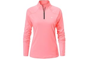 donhobo Damen Sport Shirt Langarm T-Shirt Schnelltrocknend Gym Yoga Fitness Training Laufshirt mit 1/4 Reißverschluss