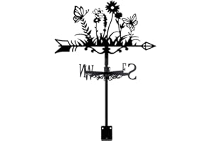 SUPERDANT Flower Weather Vane Butterfly Weathervanes Flower Bush Wind Vanes Weather Vane for the Garden Wind Direction Indicator for Roof Yard Outdoor Farm Barn Sheds Garden Patio Decoration
