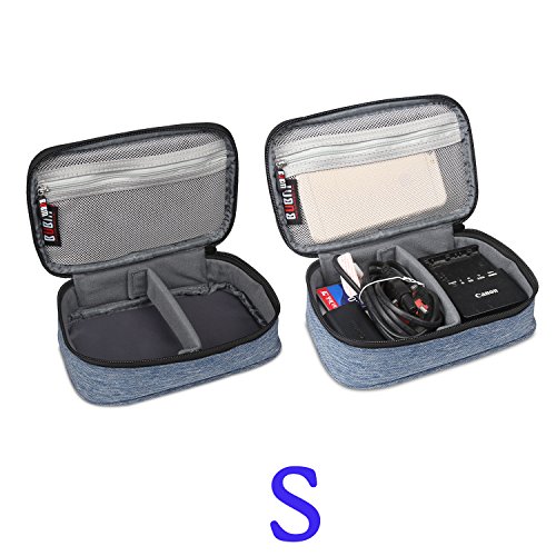BUBM 3 Stücke Mehrfachfunktion Kabelorganiser Tasche Reisetasche mit Doppelschichten für Elektronische Zubehöre wie Netzteil, Maus und USB Stricks, Denim Blau - 6