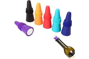 USTNIR 6 Tapones para Botellas de Vino Reutilizables, de Silicona y Acero Inoxidable, tapón de Botella con Tornillo para conservar la Cerveza, champán, Bebidas alcohólicas