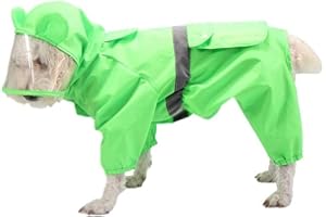 Homieco Impermeabile per Cani con Cappuccio, Giacca Impermeabile per Animali Domestici con Strisce Riflettenti di Sicurezza, Gilet Antipioggia per Cane di Taglia Media