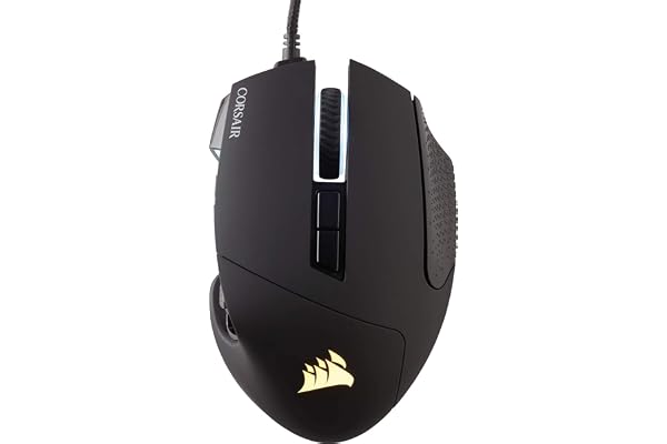 Corsair Scimitar Elite RGB Óptico MOBA/MMO Ratón para Juegos - Negro | 18.000 PPP Óptico Sensor, 17 Botones Programables, Retroiluminación RGB Dinámica en Cuatro Zonas, Forma Contorneada