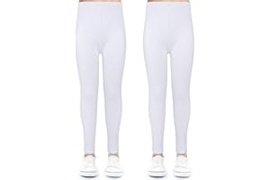 KOOOGEAR Confezione da 2 leggings da ragazza, a vita alta, per bambini, in cotone, morbidi