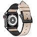 Produktbild QHJ Armband für Apple Watch Serie 4 44mm,Leder + TPU Edelstahl Schnalle Armband (Khaki)